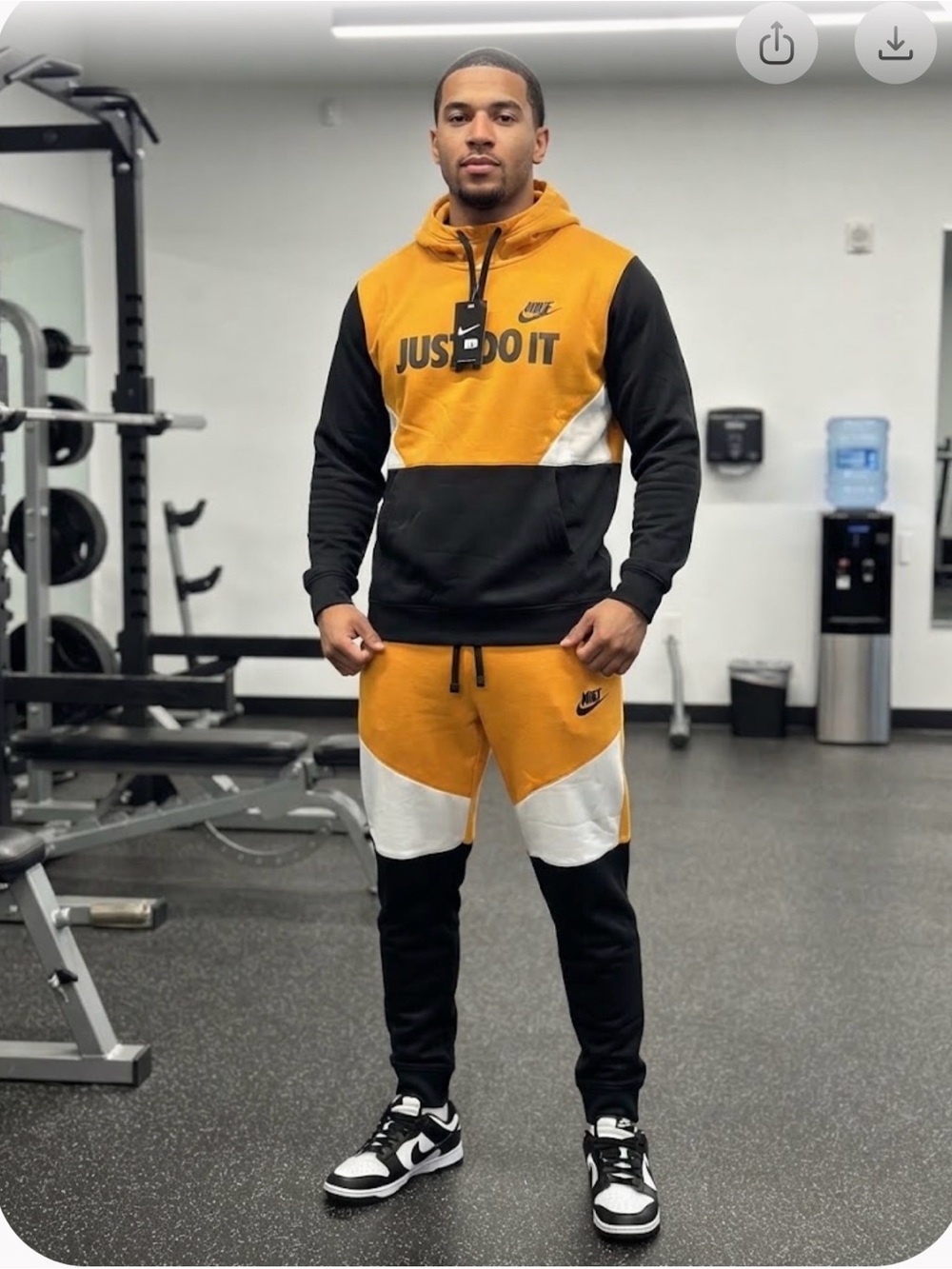 Nike Men’s Mustard Black White Colorblock Joggers
